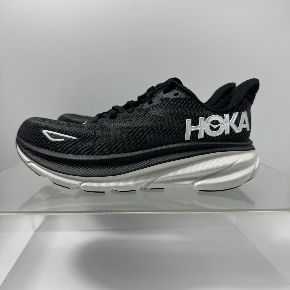 Hoka One One Clifton 9 Black 1127896 BWHT Running Shoes Women's Size 6